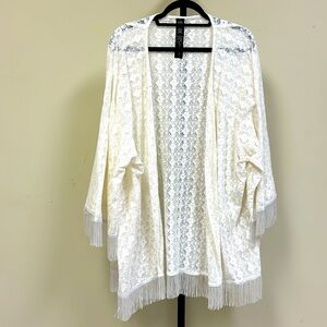 Plus size Jessica Simpson lace/fringe overlay